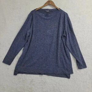 Lane Bryant Womens Long Sleeve Sweater Top 18/20 Blue Polyester & Rayon  5PT